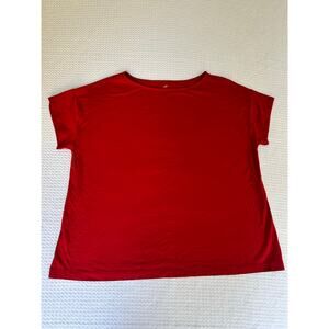 J Jill Luxe Supima Relaxed Tee Short Sleeves Red